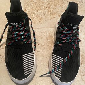 Adidas EQT Black Sneakers with Colorful Laces